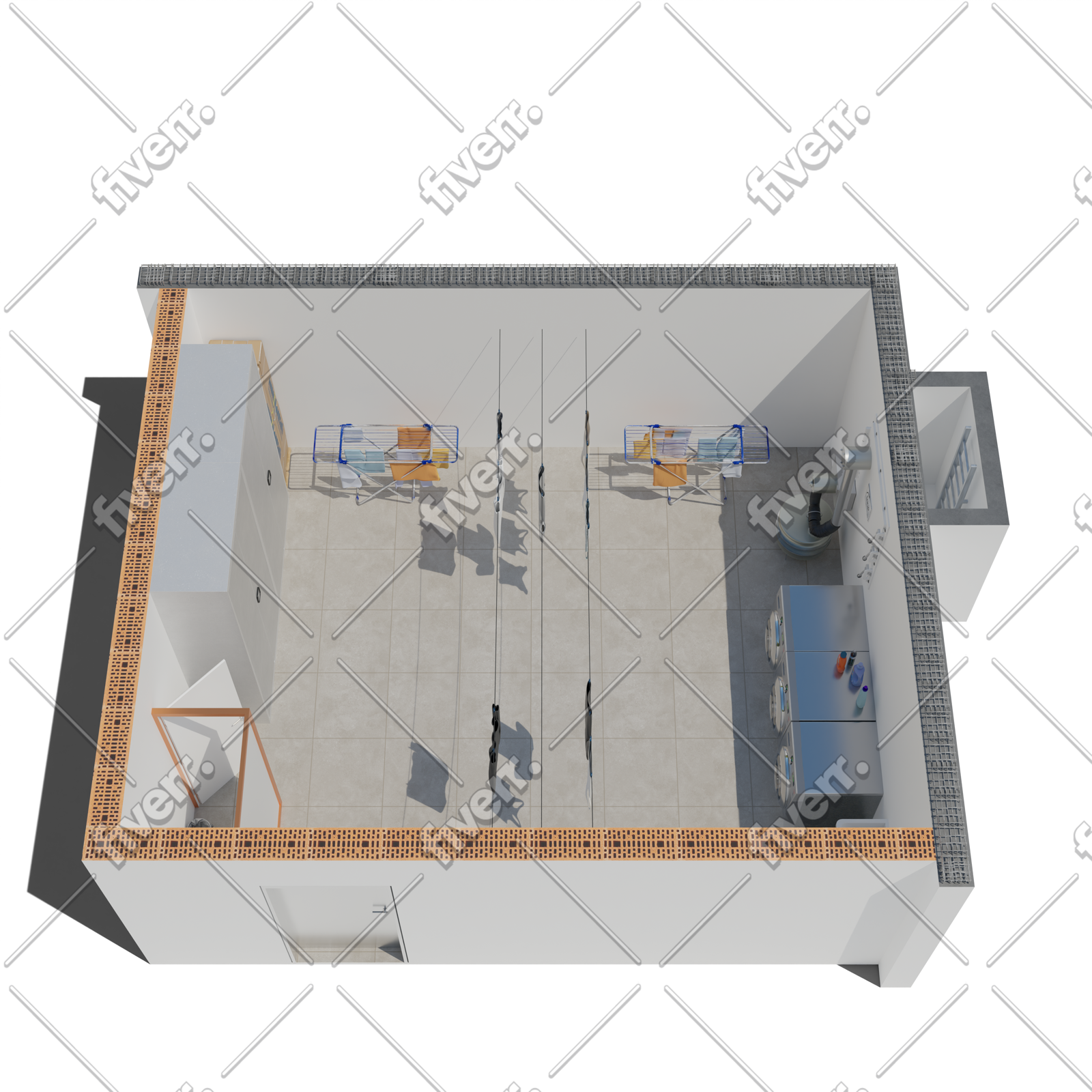 3D-Darstellung eines Schutzraum-Layouts
